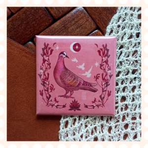 Przypinka 50×50 mm Błyskolotka białogardla