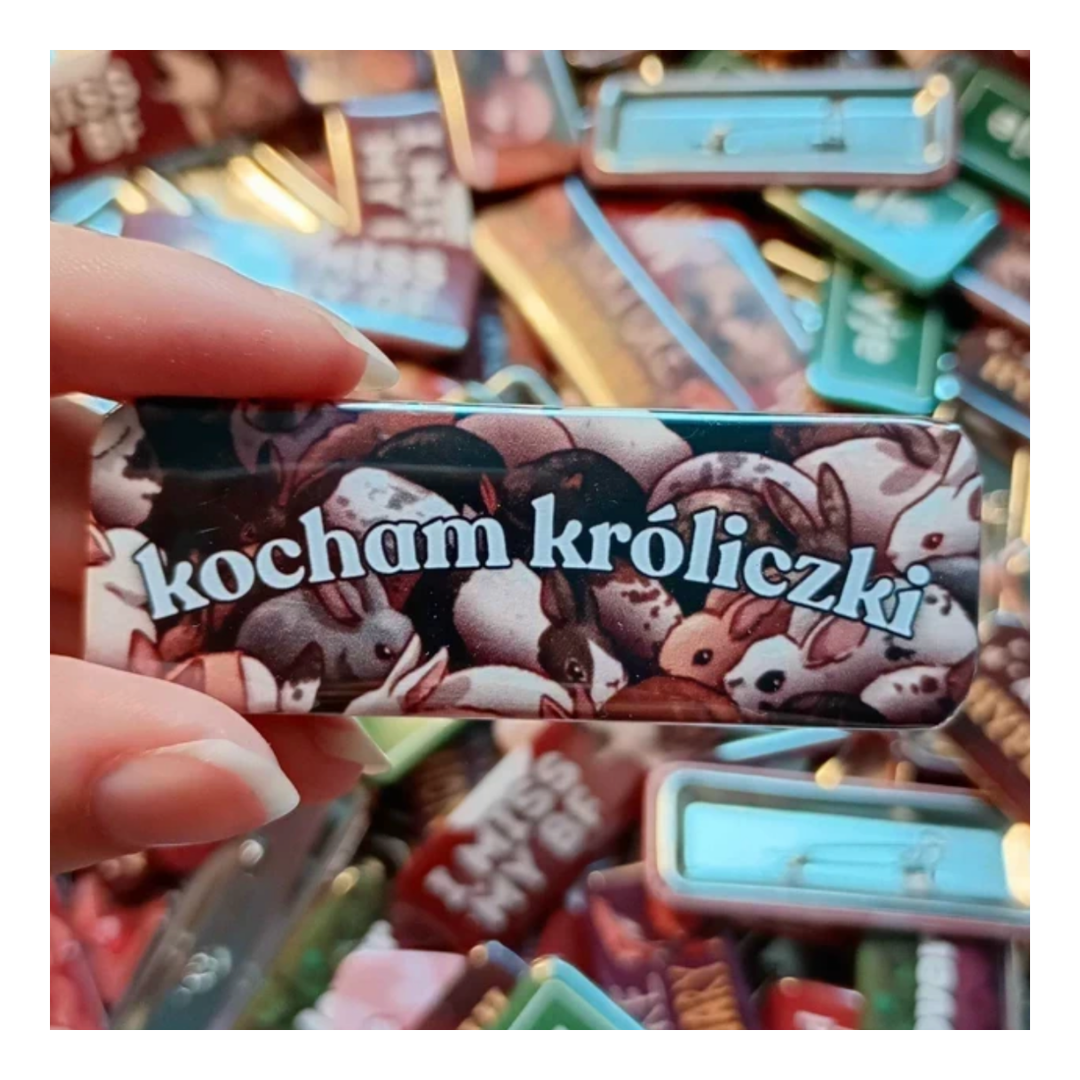 Przypinka 25×70 mm Kocham króliczki - obrazek 2