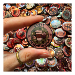 Przypinka 32 mm Coffee connoisseur
