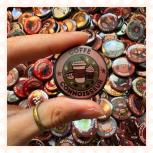 Przypinka 32 mm Coffee connoisseur